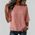 thumbnail image 4 of Ltctricy Womens Cotton Linen Tops Loose Fit 3/4 Sleeve Shirts Crew Neck Basic T Shirts Beach Vacation Clothes, 4 of 5