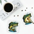 thumbnail image 5 of Pofeuu Big bass fish Print Leather Coasters Set of 6, Round Cups Mugs Mat Pad for Home Kitchen Heat Resistant Drink Coasters,Square, 5 of 7