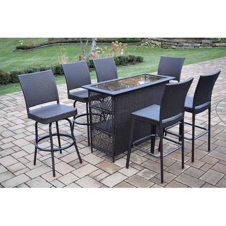7 Piece Coffee Brown Elite All Weather Resin Wicker Outdoor Patio