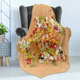 thumbnail image 4 of Floral Soft Flannel Fleece Blanket, Summer Season Sale Banner with Paper Flowers and Black Frame Illustration, Cozy Plush for Indoor and Outdoor Use, 60" x 80", Orange Red and White, by Ambesonne, 4 of 5