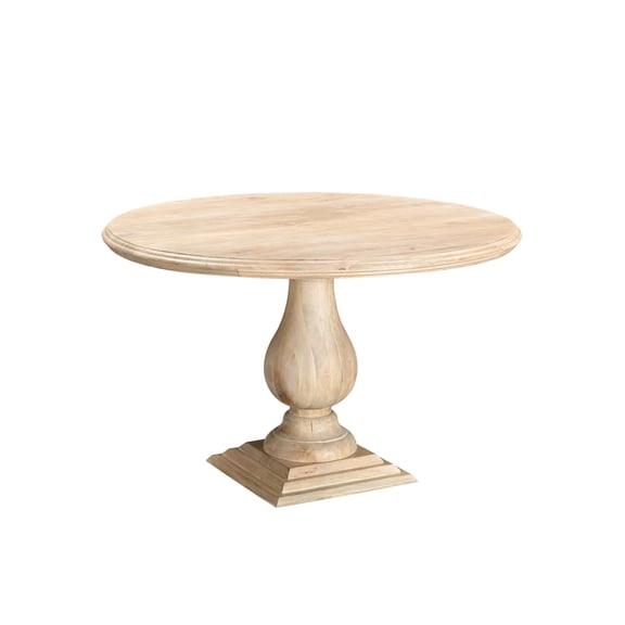 Taran Designs Lawrence 48" Round Solid Wood Pedestal Dining Table in Beige
