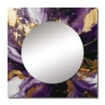 Designart "Liquid Magic in Purple and Gold III" Abstract Square Mirror