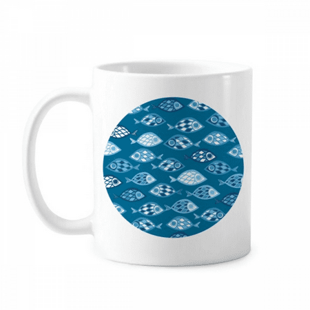 

Blue Sea Grids Fishes Mug Pottery Cerac Coffee Porcelain Cup Tableware