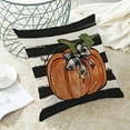thumbnail image 5 of Fall Decor Pillow Covers 18x18 Set of 2, Black Stripes and Orange Pumpkin Pattern Decorative Throw Pillows Linen Autumn Thanksgiving Cushion Pillow Covers for Sofa Couch Outdoor Decor, 5 of 6