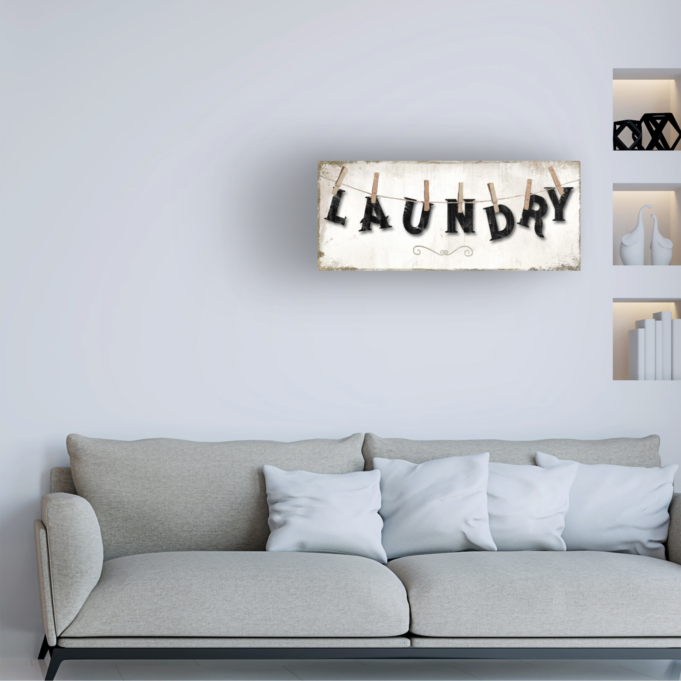 Canvas Wall Art - Sasha 'Laundry Sign' Wall Art for Living Room, Bedroom, or Office Décor by Trademark Fine Art - 32 x 14 Inches