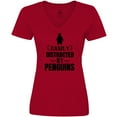 thumbnail image 3 of Inktastic Easily Distracted by Penguins Women's V-Neck T-Shirt, 3 of 5