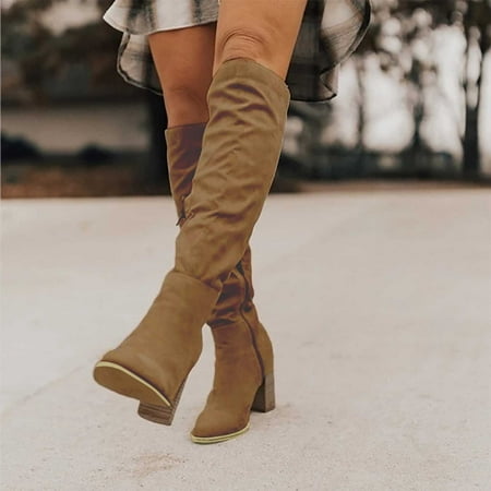 

VEKDONE 2023 Clearance Valentine s Day Deals Fashion Plus Size Boots Women Autumn Long Tall Wide Mid Calf Shoes Zipper Pointed Toe Cowgirl Cowboy Boots