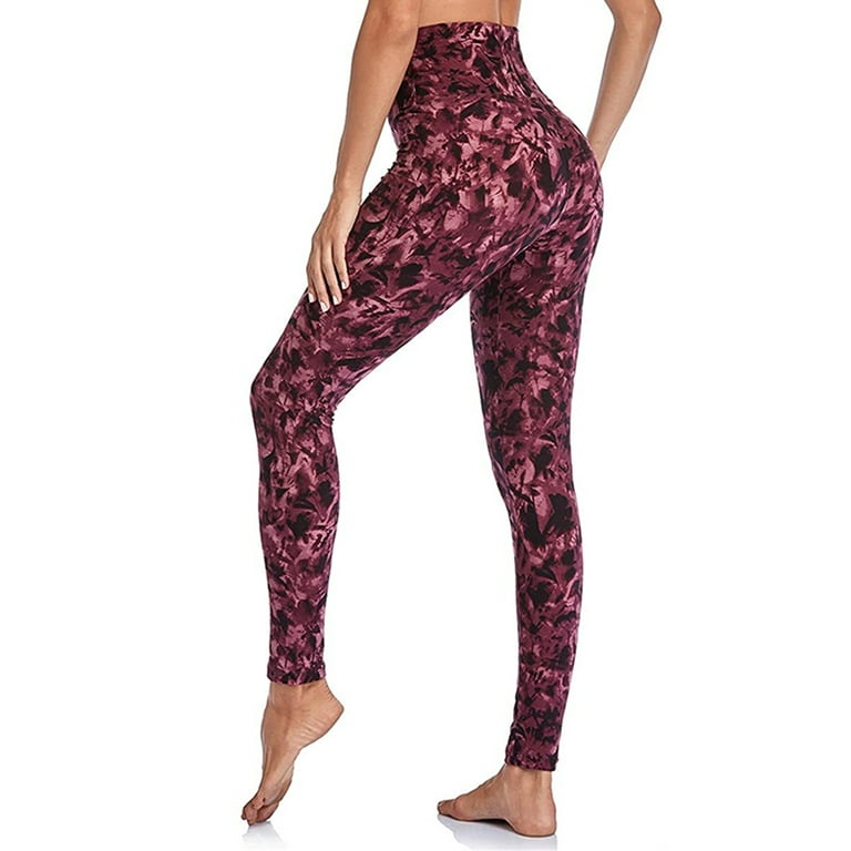 Frontwalk Ladies Tight High Waist Yoga Leggings Plaid Printed Stretchy  Tights Women Color Stitching Jogging Pants 