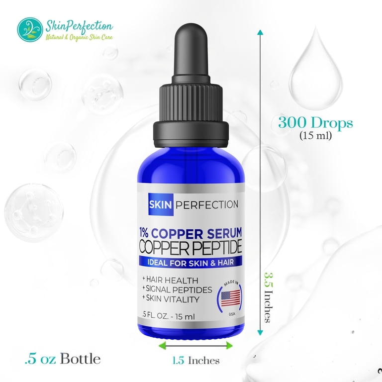 ghk-cu serum hair Skin Perfection GHK-Cu Copper Peptide Serum, Blue Liquid Serum for Face  Hairline and Scalp, Lightweight Daily Serum for Face Neck and Body, 0.5 fl  oz