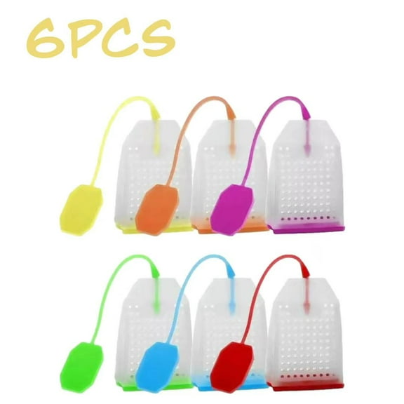 6 Pcs Colorful Reusable Tea Infusers, Silicone Tea Filters for Loose Leaf Tea, Convenient Tea Strainers with Hanging Tags