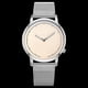 thumbnail image 3 of Reloj de negocios simple de moda para hombres y mujeres Reloj de pulsera con banda de aleación de cuarzo (plateado y blanco), 3 of 3