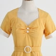 thumbnail image 4 of OBEEII Womens Vintage Retro Dress 50s Ruched Sweetheart Neck Pinup Dress Cocktail Swing Dress for Women with Detachable Belt Wedding Guest Prom Gown, 4 of 8