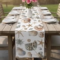 thumbnail image 5 of Seashell Coastal Table Runner, Summer Beach Ocean Starfish Watercolor Washable Cotton Linen Table Runners 72 Inches Long, Dresser Scarf Runner for Dining/Coffee/Kitchen/TV Stands/Cabinets 13''x72'', 5 of 8