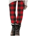 thumbnail image 7 of AHTJRT Women's Buttery Soft Leggings Stretchy Plaid Leggings High Waist Butt Lift Pants Workout Gym Yoga Biker Pants Red L, 7 of 7
