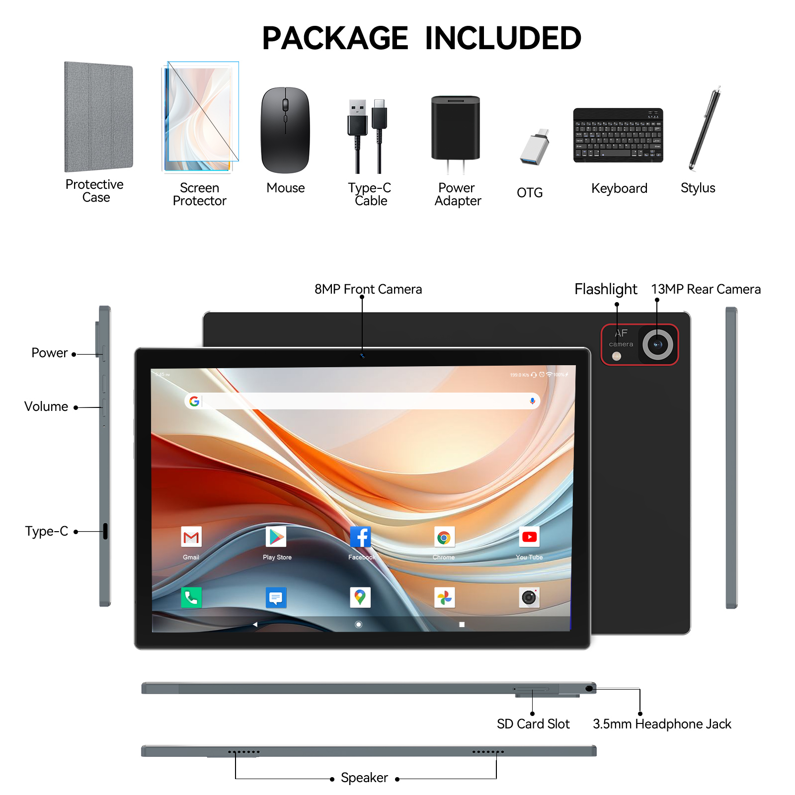 Zonko 10 Inch Android 15 Tablet 128GB photo 8