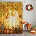 thumbnail image 2 of Shower Curtain 36"W x 78"L Fall Maple Leaves Pumpkins Fruits Harvest Fabric Shower Curtains Set with Hooks Water Repellent Bathroom Curtains Machine Washable Bathroom Accessories, 2 of 6
