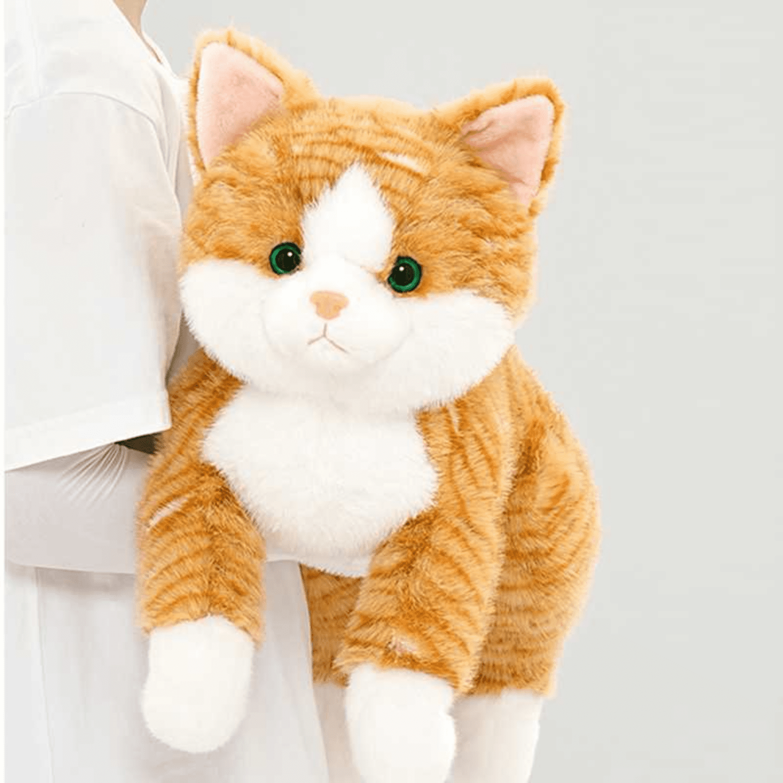 Lifelike Cat Plush Toy, Soft Stuffed Cat with Weighted Paws & Tail, Realistic Plush Animal Pillow Doll for Home Decoration and Comfort Gift