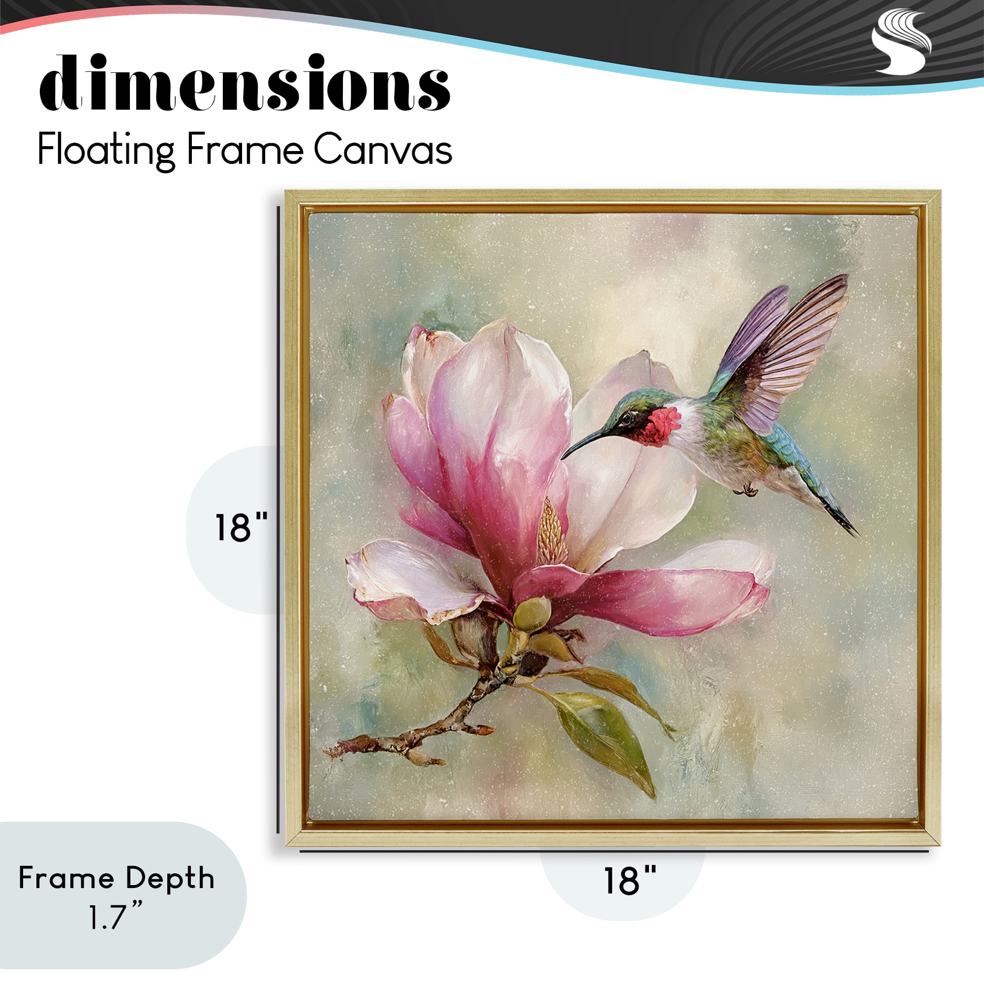 Stupell Industries Magnolia Ruby Hummingbird Gold Framed Floater Canvas Wall Art, design by Tina LeCour