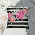 thumbnail image 2 of COMIO  Throw Pillow Cover Floral Peony Rose Black White Stripes Little Wildflowers Spring Summer Leaves Natural Decor Lumbar Pillow Case Cushion for Sofa Couch Bed Standard Queen, 2 of 5