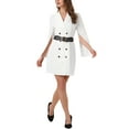 thumbnail image 2 of INSPIRE CHIC Vestidos de Trabajo para Mujeres con Abertura en las Mangas, Vestido Blazer Doble Botonadura con Cinturón XS Blanco, 2 of 6