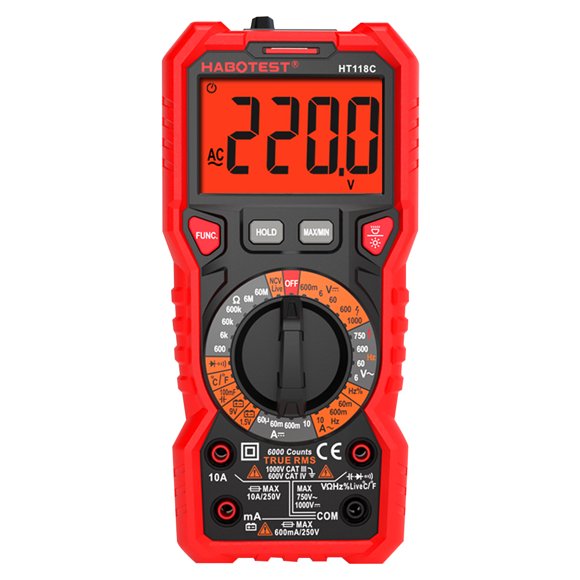 HABOTEST Voltage Tester,Diode Battery Test 6000 Rms Current Rms Current Resistance Manual 6000 Rms Ncv Test Diode Test With Lcd Test Diode Battery Resistance Temperature Ncv Tester Siuke Manual