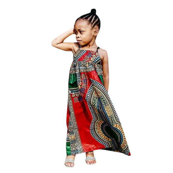 TOOYOU Girls Dresses Summer Toddler Baby Dashiki Backless African Sleeveless Dress Dress Sweet Girl Skin Friendly Sundress ,Size 12-18 Months , Multi-Color