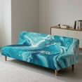 thumbnail image 2 of Yuyamidu Blue Marble Waterproof Futon Cover Modern Stretch Futon Couch Cover with Elastic Edge Breathable Rv Jackknife Sofa Covers Soft Furniture Protector, 2 of 8