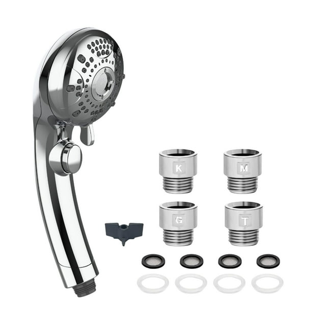 Binwennn High Pressure Shower Head 6 Settings Handheld Showerhead With ON/Off Full Shutoff Push Button And To Control Flow Angle Adjustable Water Saving Body Sprays 4 Types Of Of Adapters tooth