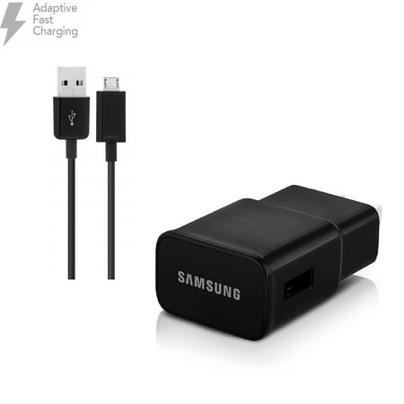 Original Samsung Galaxy S6 Wall Charger with Micro Cable T-Mobile Galaxy J7, Galaxy S7, Galaxy On5, Note 5, S6 Active, Compatible with Samsung (Fast Wall Charger + 1 Micro USB Cable USB 2.0) - Black