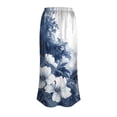 thumbnail image 7 of Jsaierl Women's Blue & White Floral Print Satin Maxi Skirt, High Waist Flowy Mermaid Skirt, Elegant Long Skirt for Casual & Party, 7 of 7