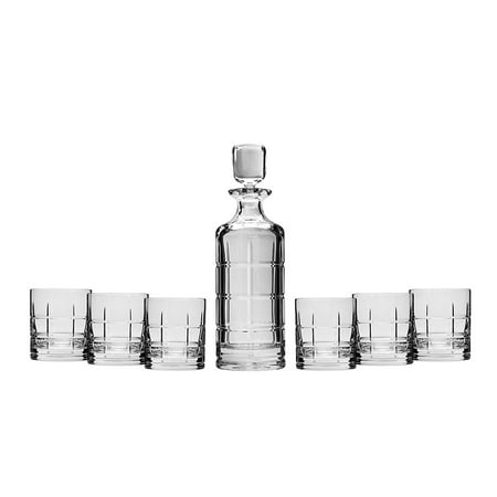 

Aurum Crystal 25 Oz Tartan Crystal Decanter and 6 11 Oz Crystal Tumblers Glasses Set of 7