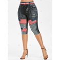 thumbnail image 3 of Más el tamaño de la mariposa de la bandera americana Imprimir recortada Jeggings Rosegal Leggings de talla grande, 3 of 5