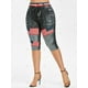 thumbnail image 3 of Más el tamaño de la mariposa de la bandera americana Imprimir recortada Jeggings Rosegal Leggings de talla grande, 3 of 5