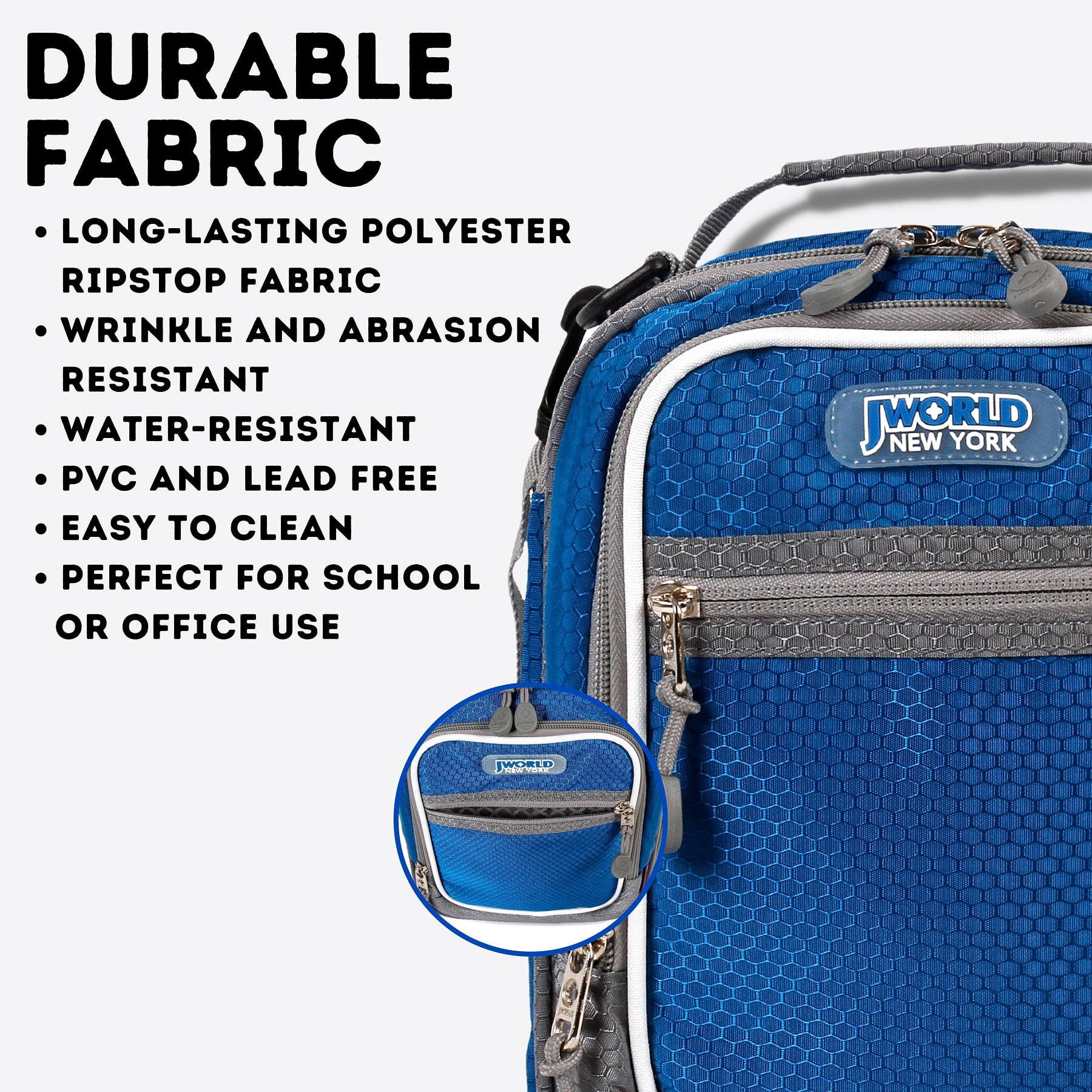 J World Cara Multi-compartment Insulated Lunch Bag with Shoulder straps for School and Office, Navy