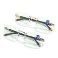 thumbnail image 4 of 2 Pairs of Men Anti-Blue Reading Glasses 3.00 Rimless Presbyopia Glasses Business Metal Readers +3.00, 4 of 7