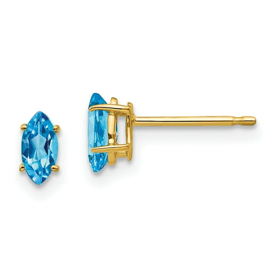 Primal Gold 14 Karat Yellow Gold 6x3mm Marquise Blue Topaz Earrings