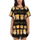 thumbnail image 1 of Balery Pumpkin Pie Gnome Conjunto de Pijama para Mujer con Estampado, Dos Piezas de Manga Corta y Shorts, Ropa de Dormir Suave con Cuello Redondo y Bolsillos-Medium, 1 of 6