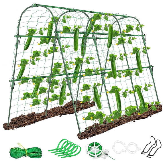 LANDLIT Cucumber Trellis for Raised Bed, 63x63x45 Inch U-Shape Garden Trellis for Climbing Plants & Vegetables | Metal Arch Vegetables Trellis, Plant Support for Grape Vine Squash Peas Flower
