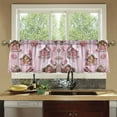 thumbnail image 4 of Yayeee Kitchen Curtains Tier Set of 2 Light Filtering 57"x24" Over Sink Window Panels, Pink Gingerbread Houses, 4 of 7