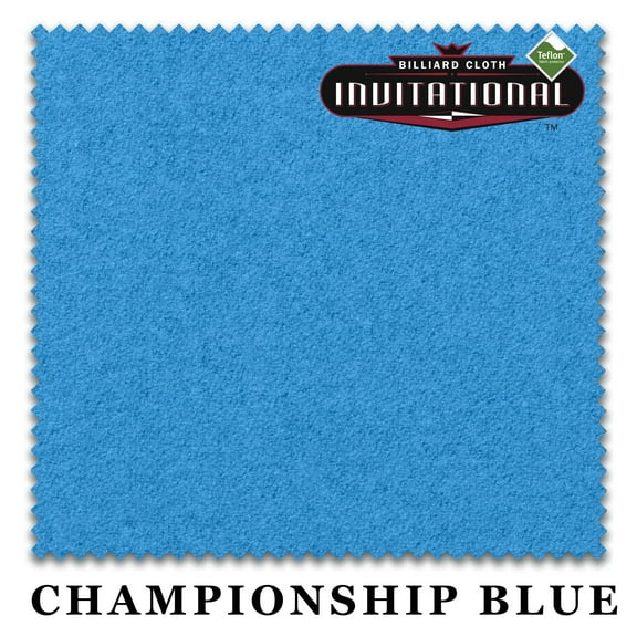 10' Championship Invitational Teflon Pool Billiard Table Felt Cloth - Championship Blue - Free Spots - AUTHORIZED DEALER