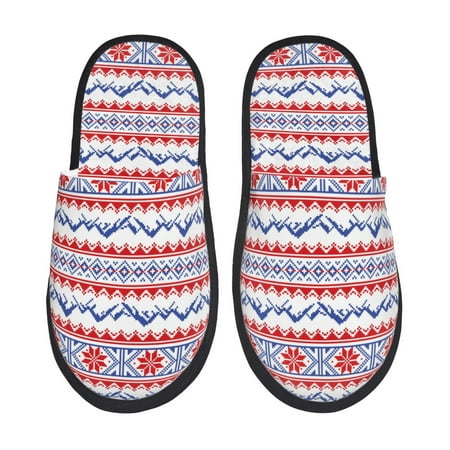 Balery red blue Snow Mountain Slient Indoor Furry Fleece Comfort House Shoes Soft Non-Slip Home Shoes Cotton slippers House Slippers-- Large