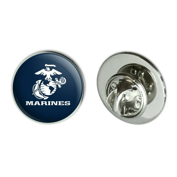Marines Text USMC White Logo on Blue Officially Licensed Metal 0.75" Lapel Hat Pin Tie Tack Pinback