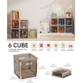 thumbnail image 3 of Clear Cube Storage Bins - 10.5'' x 10.5'' Stackable Storage Bins with Lids 6 Pack Foldable Storage Box Plastic Toys Cube Organizer Cubby Container for Closet Shelf Classroom Office (Brown), 3 of 6