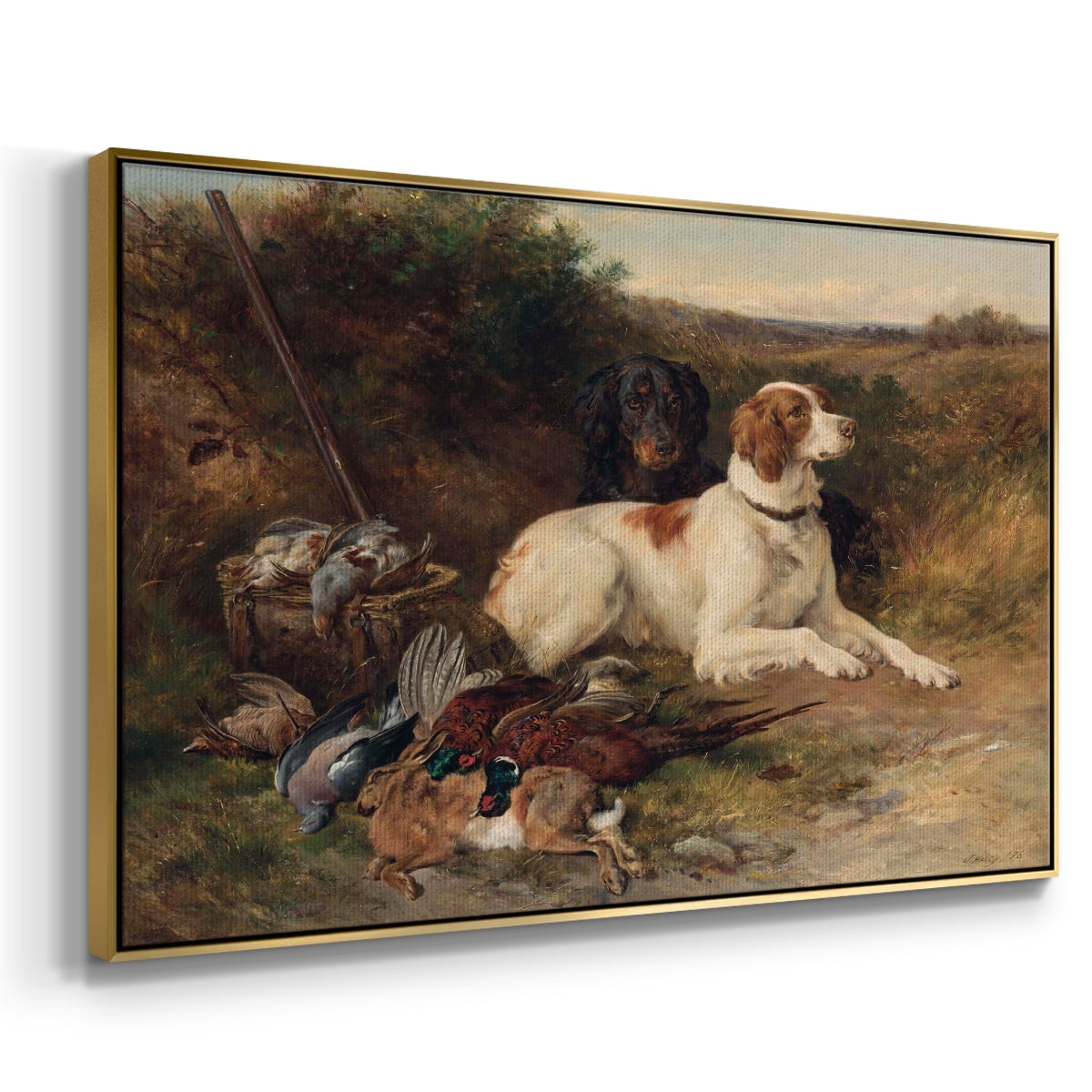Vintage Animal Print-XIV By Wexford Home Framed in Gold Wood Gallery Wrapped Canvas 17 in. x 25 in.