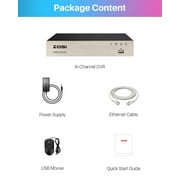 ZOSI 4-in-1 Security Camera DVR FHD 8 Channel 2 MP CCTV Surveillance Cameras with 500GB Hard Drive, Silver, 1 Count