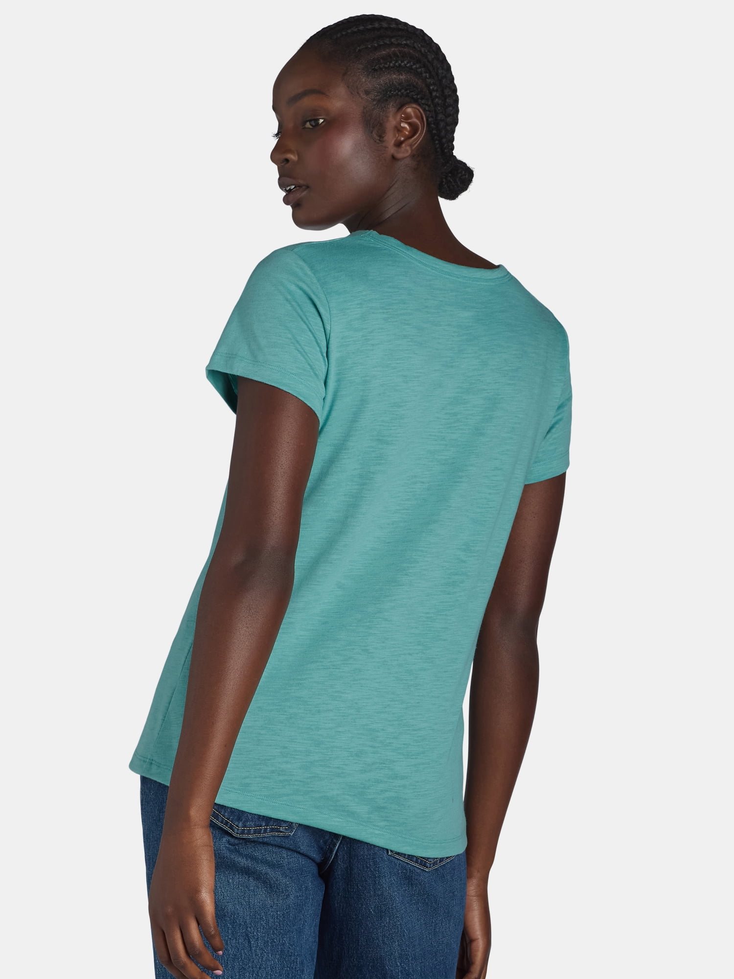 Time and Tru Women’s Slub Jersey Crewneck Tee with Short Sleeves, Sizes XS-XXXL