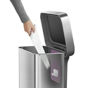 simplehuman Kitchen Trash Can, 11.8 Gallon Stainless Steel Step Garbage Bin with Soft Close Lid. Silver