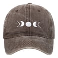 thumbnail image 1 of HNMKIU Moon Embroidery Distressed Washed Baseball Cap Classic Unstructured Low Profile Dad Hat for Daily Use Baseball Hats 03_Coffee,One Size, 1 of 3