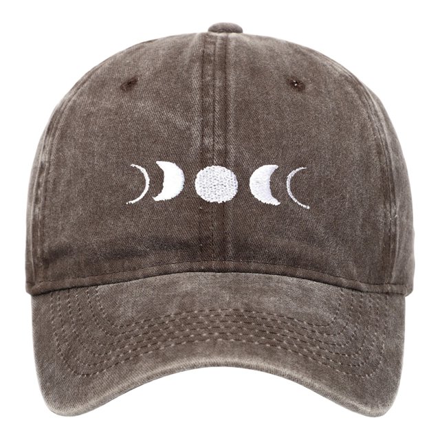 HNMKIU Moon Embroidery Distressed Washed Baseball Cap Classic Unstructured Low Profile Dad Hat for Daily Use Baseball Hats 03_Coffee,One Size