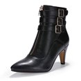 thumbnail image 1 of IDIFU Bottines à Bride et Boucle pour Femmes 3 Pouces Bout Pointu Talons Zippés Jeans Habillés (Noir, 7 m US), 1 of 4